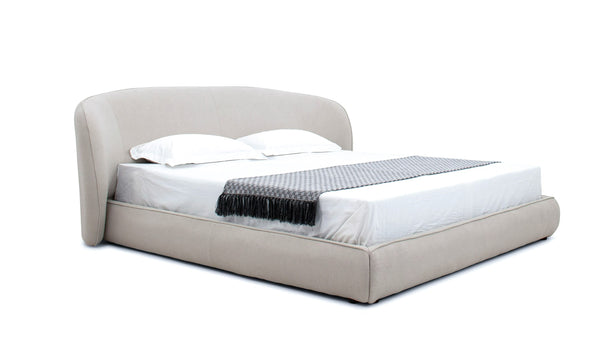Suzanna Modern Beige Boucle Fabric Upholstered Bed
