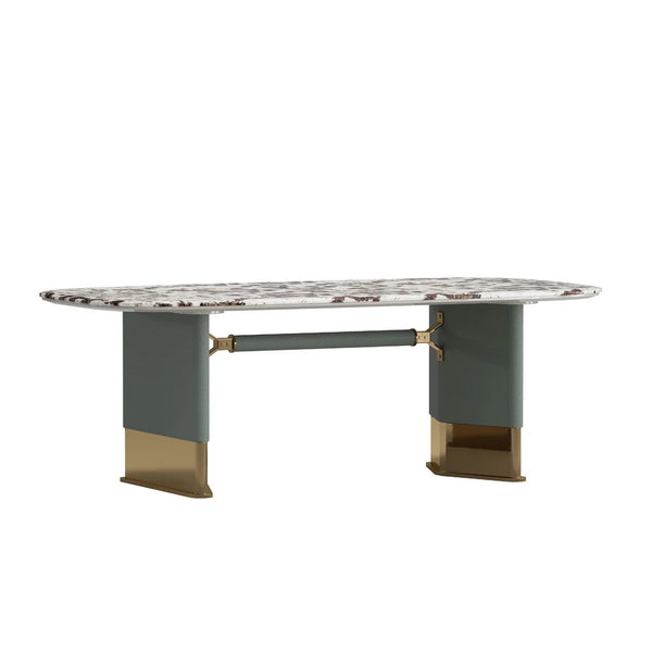 DiCaprio Luxury Oval Marble Dining Table  86.8"