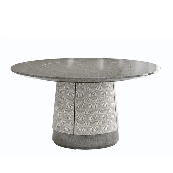 Northman Round Dining Table with Tech Veneer Panel and Suede Upholstery 54" or 60"