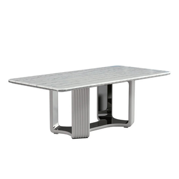 Jackman Marble Dining Table with Microfiber Leather Base- Grey
