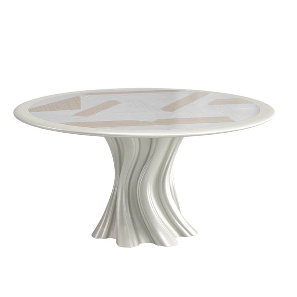 Freeman Round Sculptural White Oak Dining Table 60"