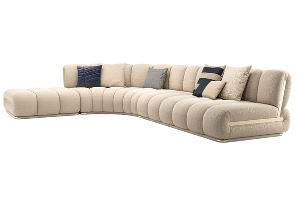 3Pc Snow Hill Modular Infinity Sofa in Smooth Textured Soft Bouclé