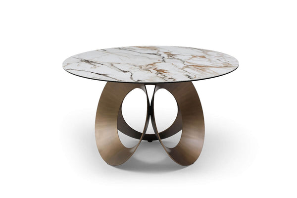 Dayton Ceramic Round Dining Table Brushed GOLD