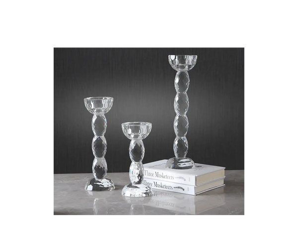 3Pc Thick Clear Crystal Glass Votive Centerpiece Candle Holder