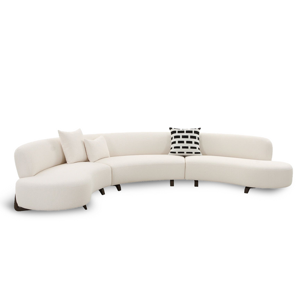 Baudin White Boucle 3Pc Curved Sectional